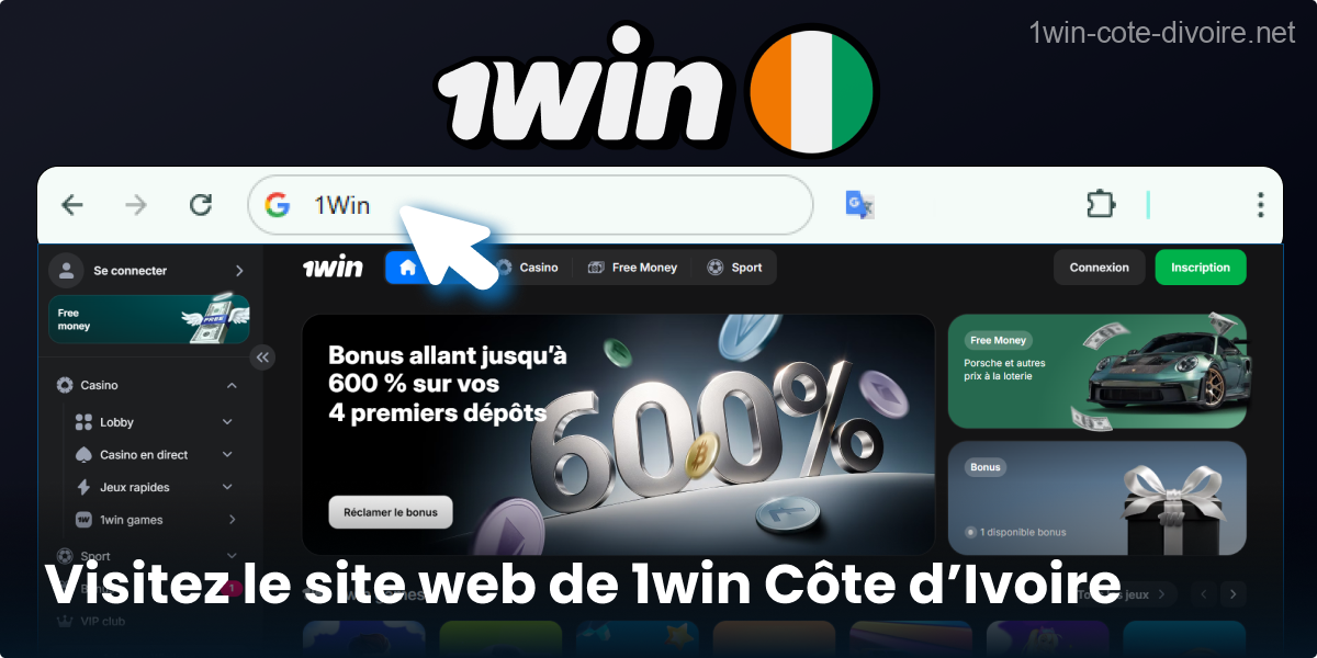 Accédez à la plateforme 1Win CI via votre navigateur