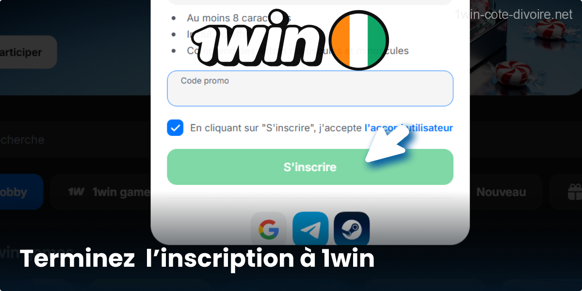 Finalisez la création du profil 1Win CI